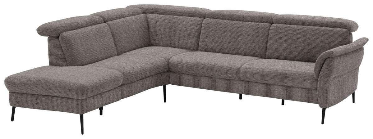 ECKSOFA in Struktur Dunkelgrau  - Dunkelgrau/Schwarz, Modern, Textil/Metall (235/275cm) - Cantus