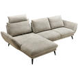 ECKSOFA inkl. Funktionen Beige Mikrofaser Armteilverstellung, Sitztiefenverstellung, Kopfstütze  - Beige/Schwarz, Design, Textil/Metall (170/325cm) - Novel
