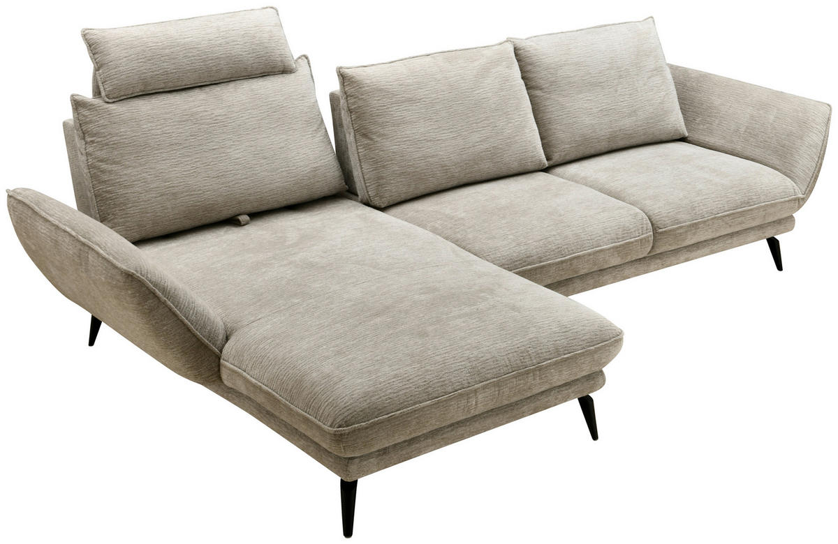 ECKSOFA Beige Mikrofaser  - Beige/Schwarz, Design, Textil/Metall (170/325cm) - Novel