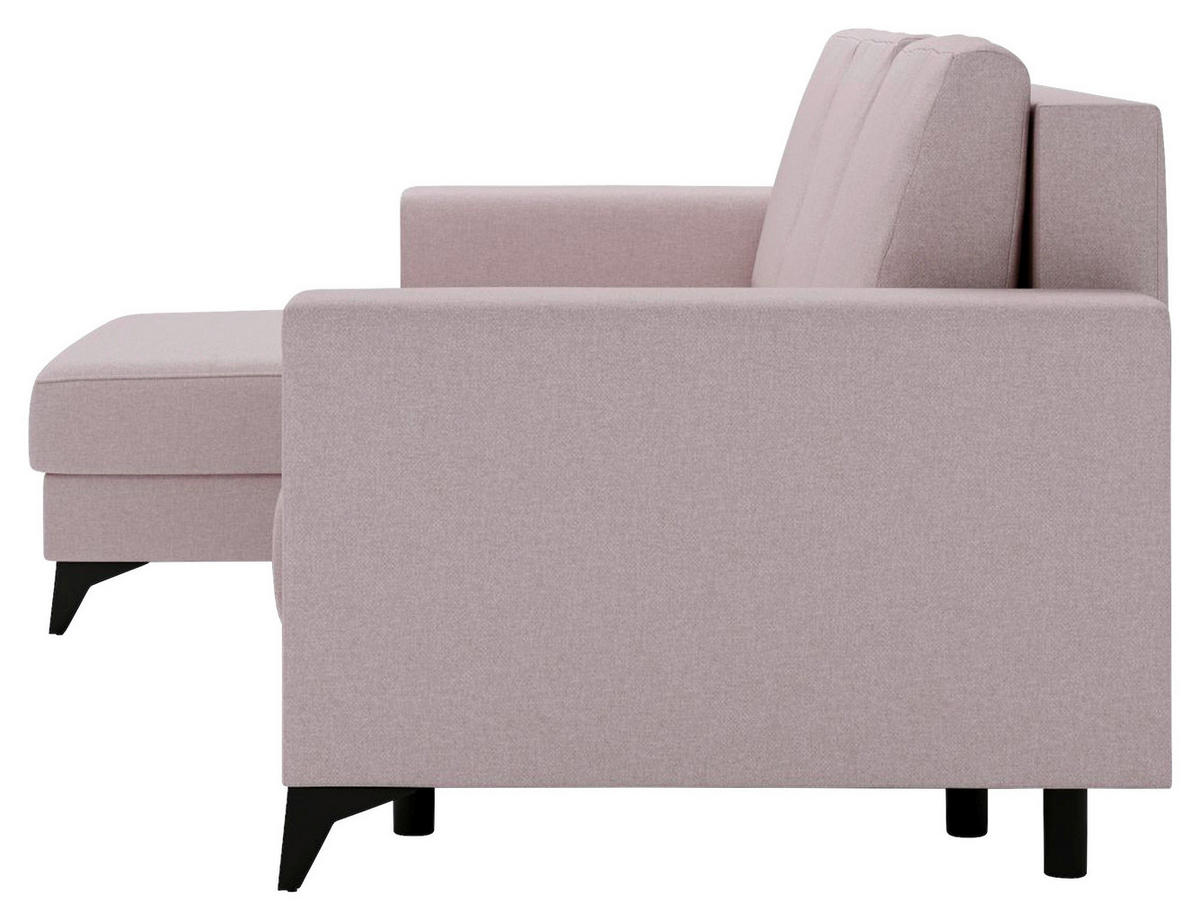 ECKSOFA in Flachgewebe Rosa  - Schwarz/Rosa, Design, Textil/Metall (156/244cm) - Livetastic