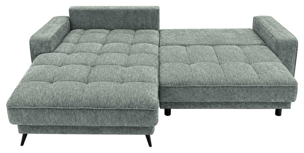 ECKSOFA Chenille Graugrün  - Schwarz/Graugrün, Design, Kunststoff/Textil (180/260cm) - Cantus