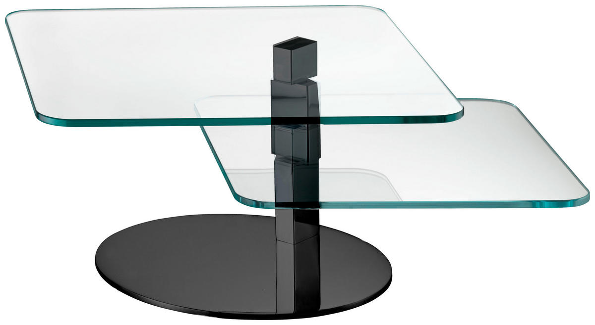 COUCHTISCH Sicherheitsglas, Flachglas, Klarglas 68/68/36 cm quadratisch Schwarz  - Schwarz, Design, Glas/Metall (68/68/36cm) - Bacher