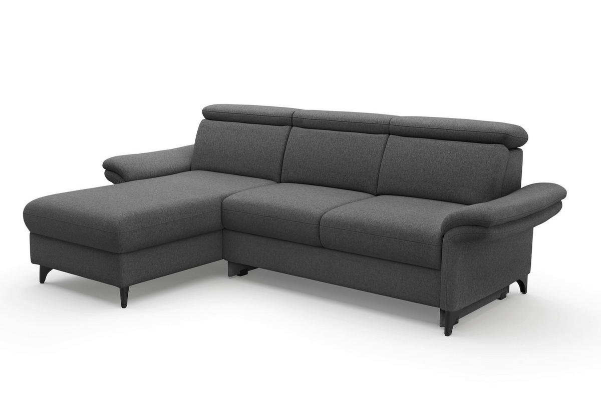 ECKSOFA Flachgewebe Dunkelgrau  - Dunkelgrau/Schwarz, Konventionell, Textil/Metall (166/253cm) - Sit & More