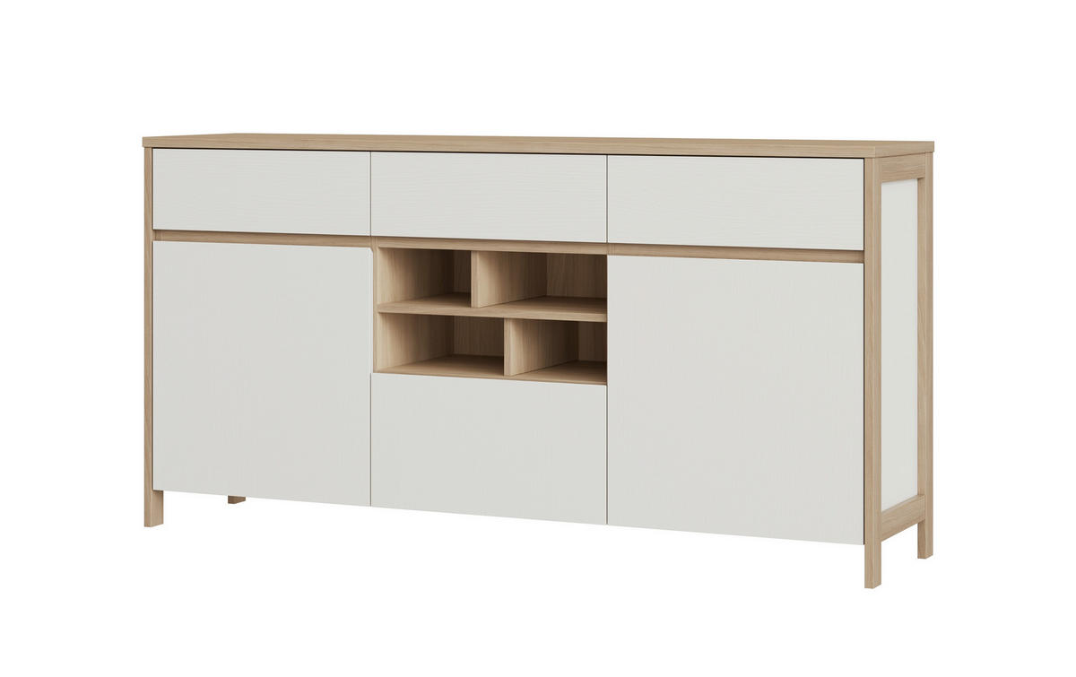 SIDEBOARD  164/85/39 cm 3 Schublade(n)  - Eichefarben/Weiß, Design, Holzwerkstoff (164/85/39cm) - MID.YOU