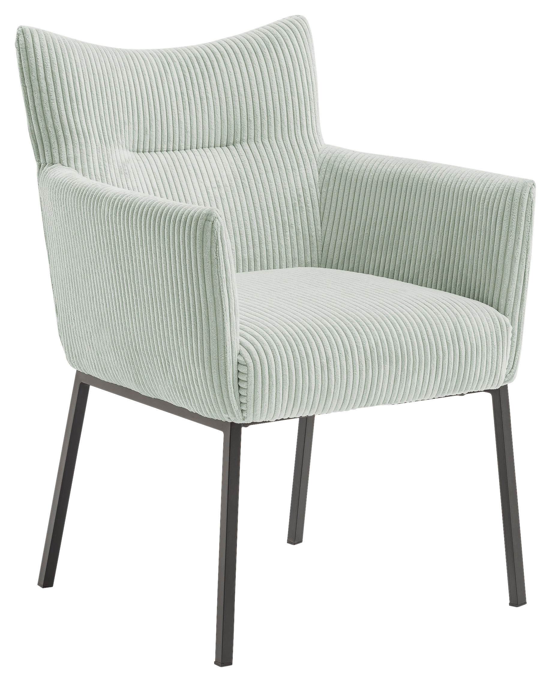 ARMLEHNSTUHL Eisen Cord  - Pastellgrün/Schwarz, Design, Textil/Metall (63/86/65cm) - Novel