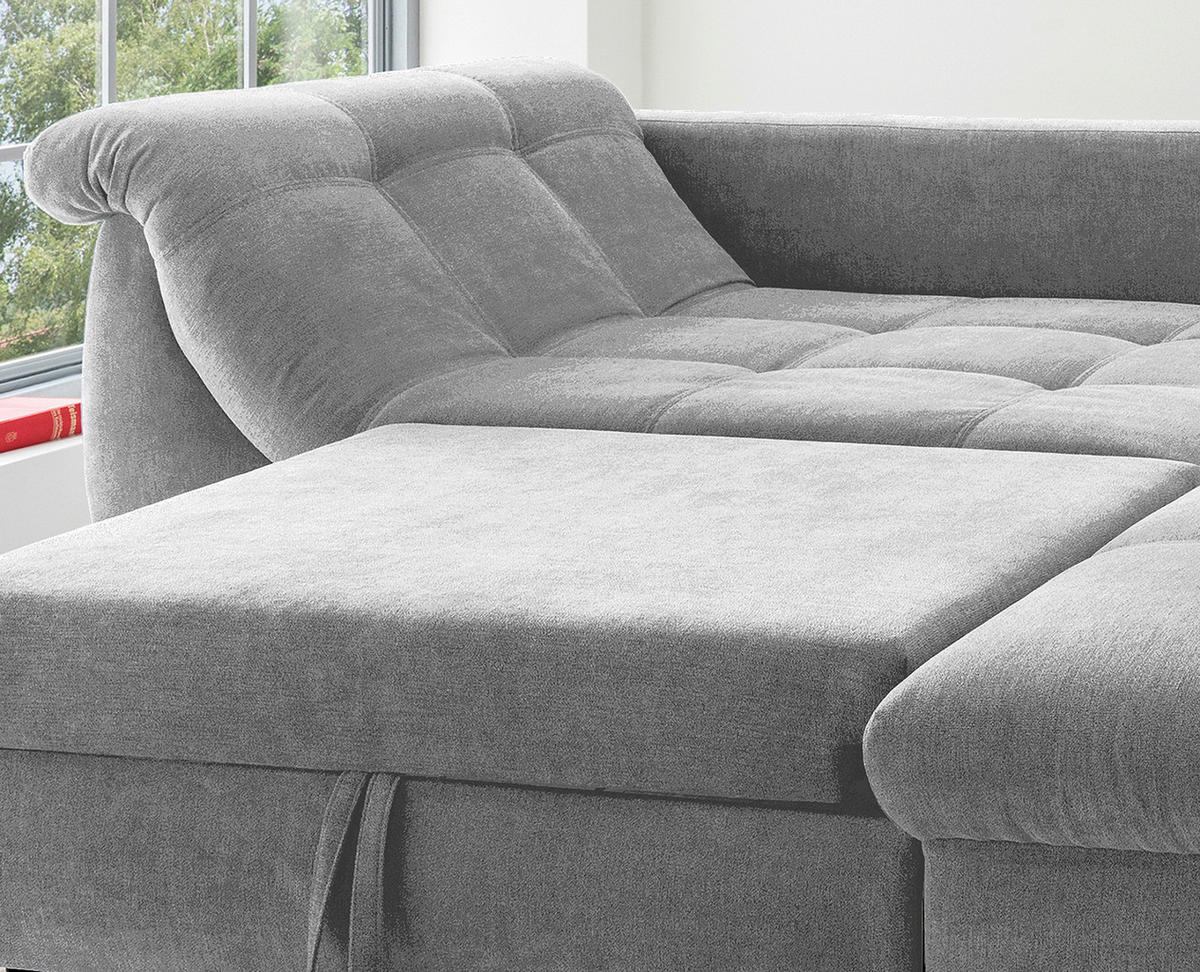 ECKSOFA Grau Mikrofaser  - Chromfarben/Grau, Design, Textil (250/190cm) - Livetastic