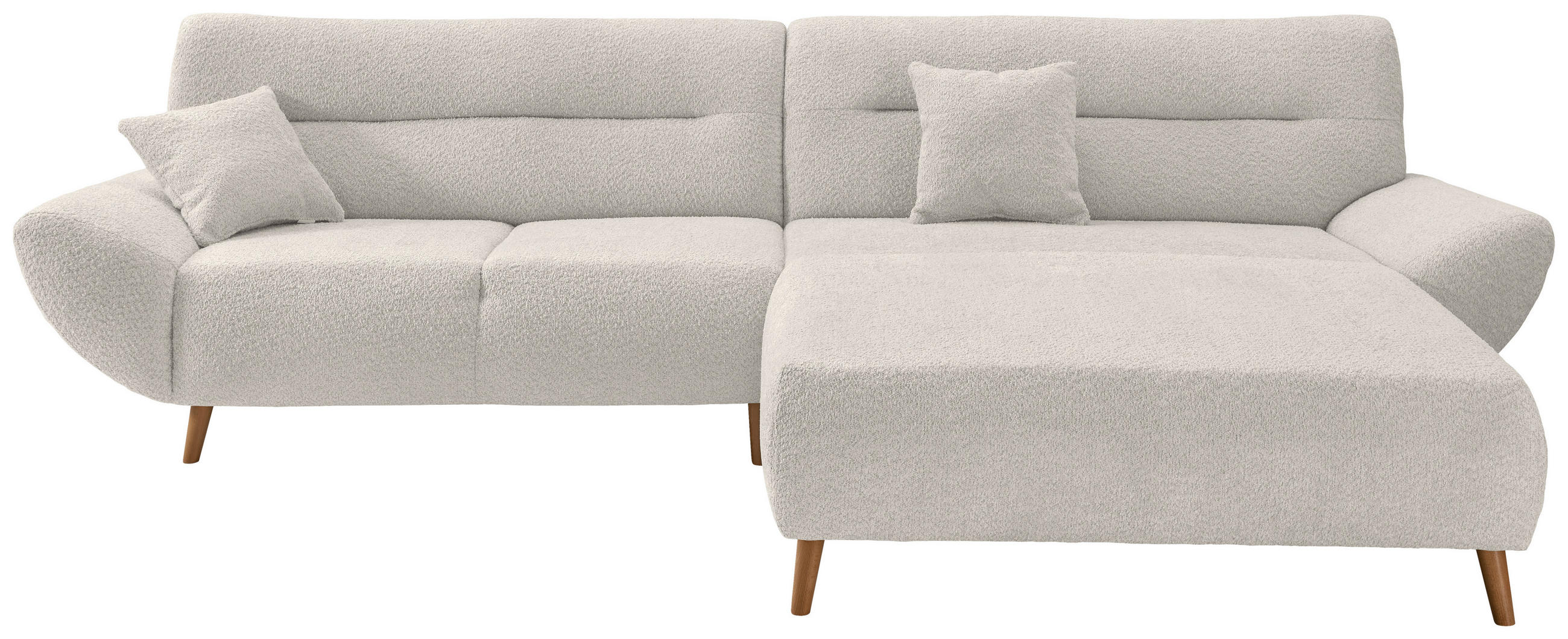 ECKSOFA in Bouclé Weiß 290/166 cm - Wildeiche/Weiß, KONVENTIONELL, Holz/Textil (290/166cm) - MID.YOU