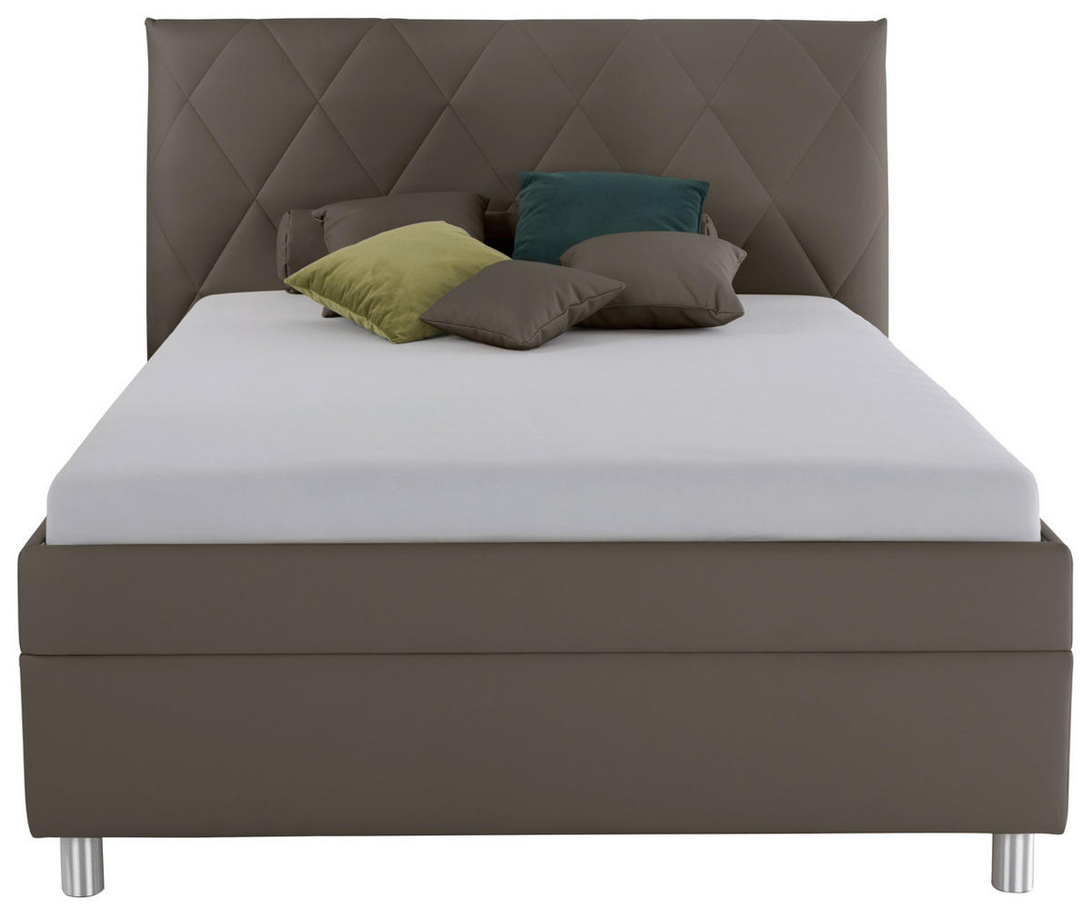 POLSTERBETT Matratze, gepolstertes Kopfteil, Lattenrost, Bettkasten Anthrazit 140/200 cm  - Birkefarben/Anthrazit, KONVENTIONELL, Holz/Textil (140/200cm) - Esposa