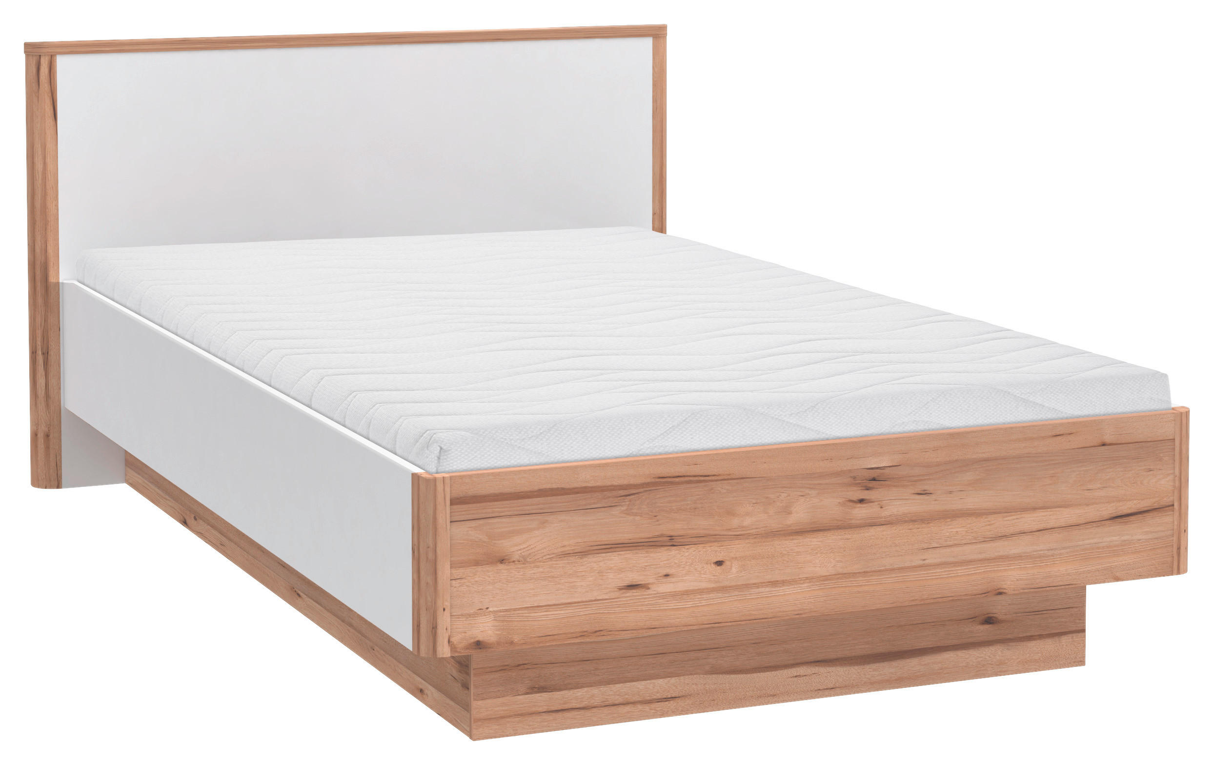PAT 120/200 cm  in alb, culoare lemn stejar   - alb/culoare lemn stejar, Konventionell, material pe bază de lemn (120/200cm) - Xora