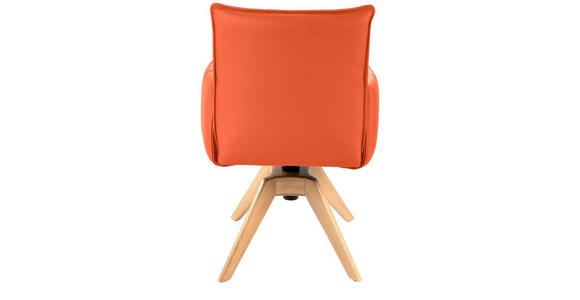 ARMLEHNSTUHL  in Echtleder pigmentiert  - Eichefarben/Orange, Design, Leder/Holz (86/57/65cm) - Valnatura