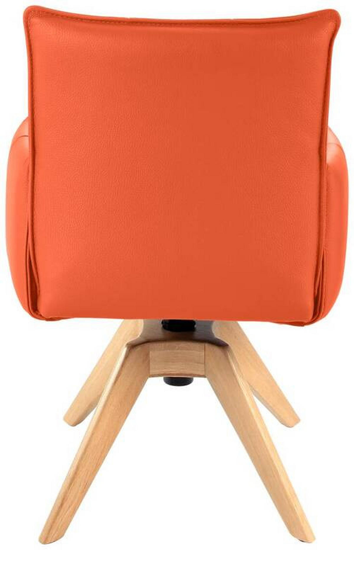 ARMLEHNSTUHL  in Echtleder pigmentiert  - Eichefarben/Orange, Design, Leder/Holz (86/57/65cm) - Valnatura