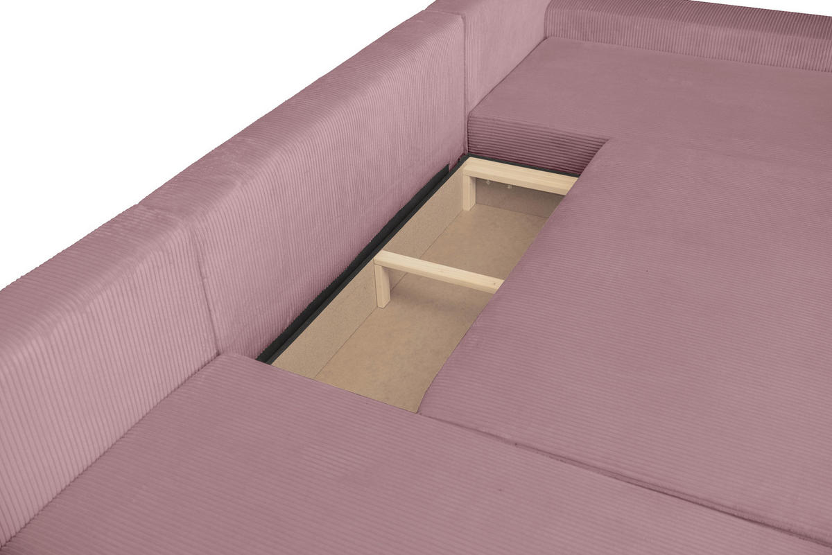 WOHNLANDSCHAFT Altrosa Cord  - Schwarz/Altrosa, KONVENTIONELL, Textil/Metall (191/351/191cm) - Carryhome