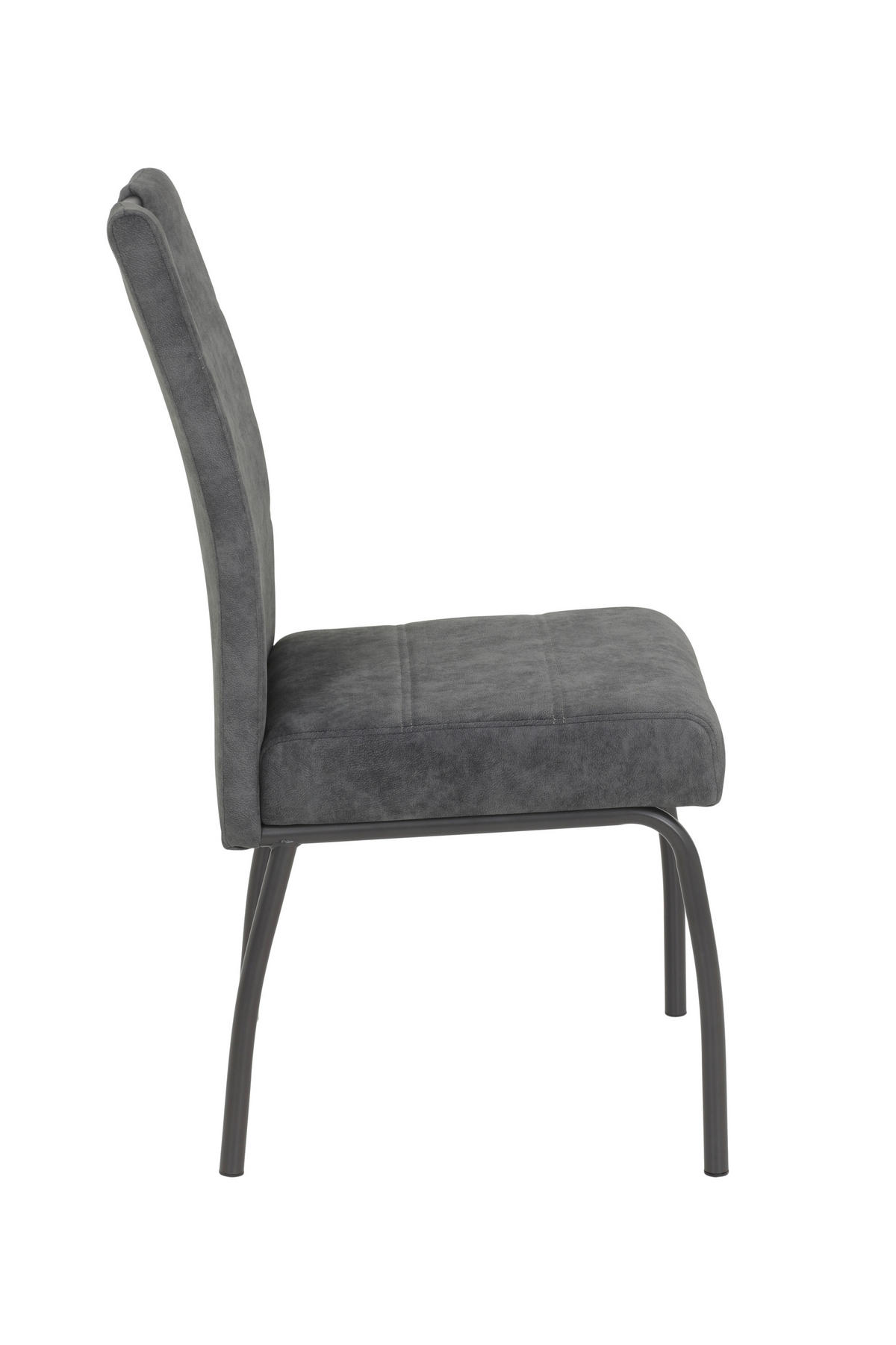 STUHL-SET 2 Stück  in Stahl Samt, Mikrofaser  - Anthrazit/Grau, MODERN, Textil/Metall (50/97/62cm) - MID.YOU