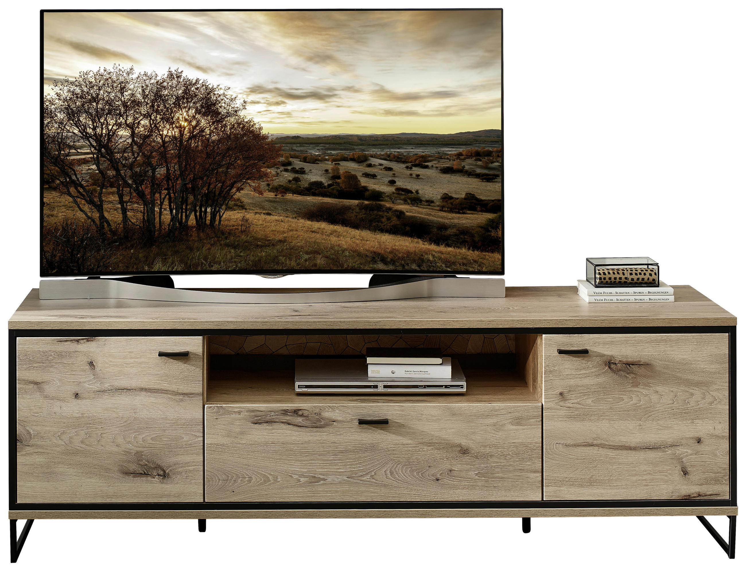 Livetastic Tv-Element Schwarz, Eiche 180x61x49 cm