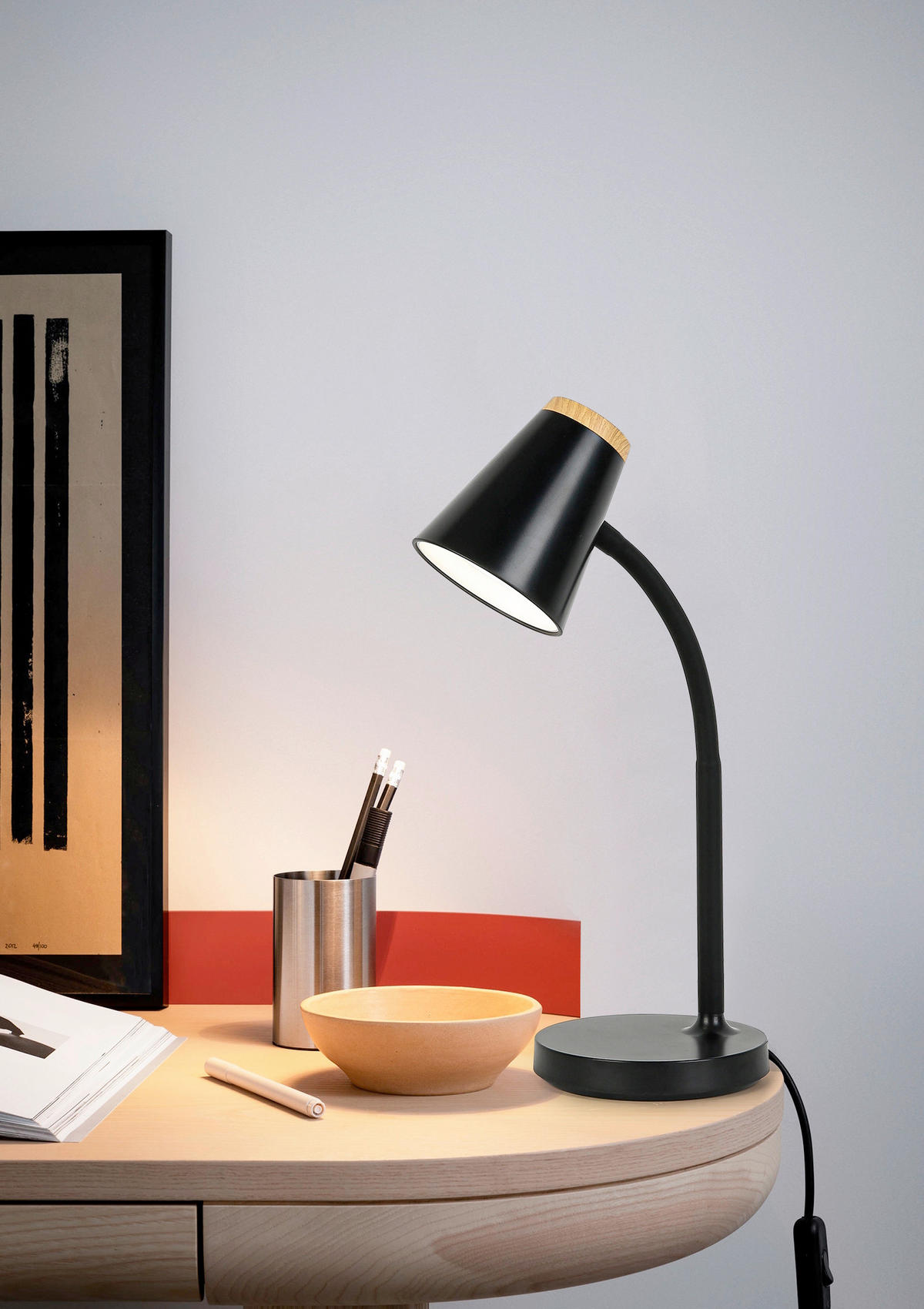 LED SVJETILJKA ZA PISAĆI STOL  - boje hrasta/crna, Basics, metal/plastika (42/13,2/13,2cm) - Boxxx