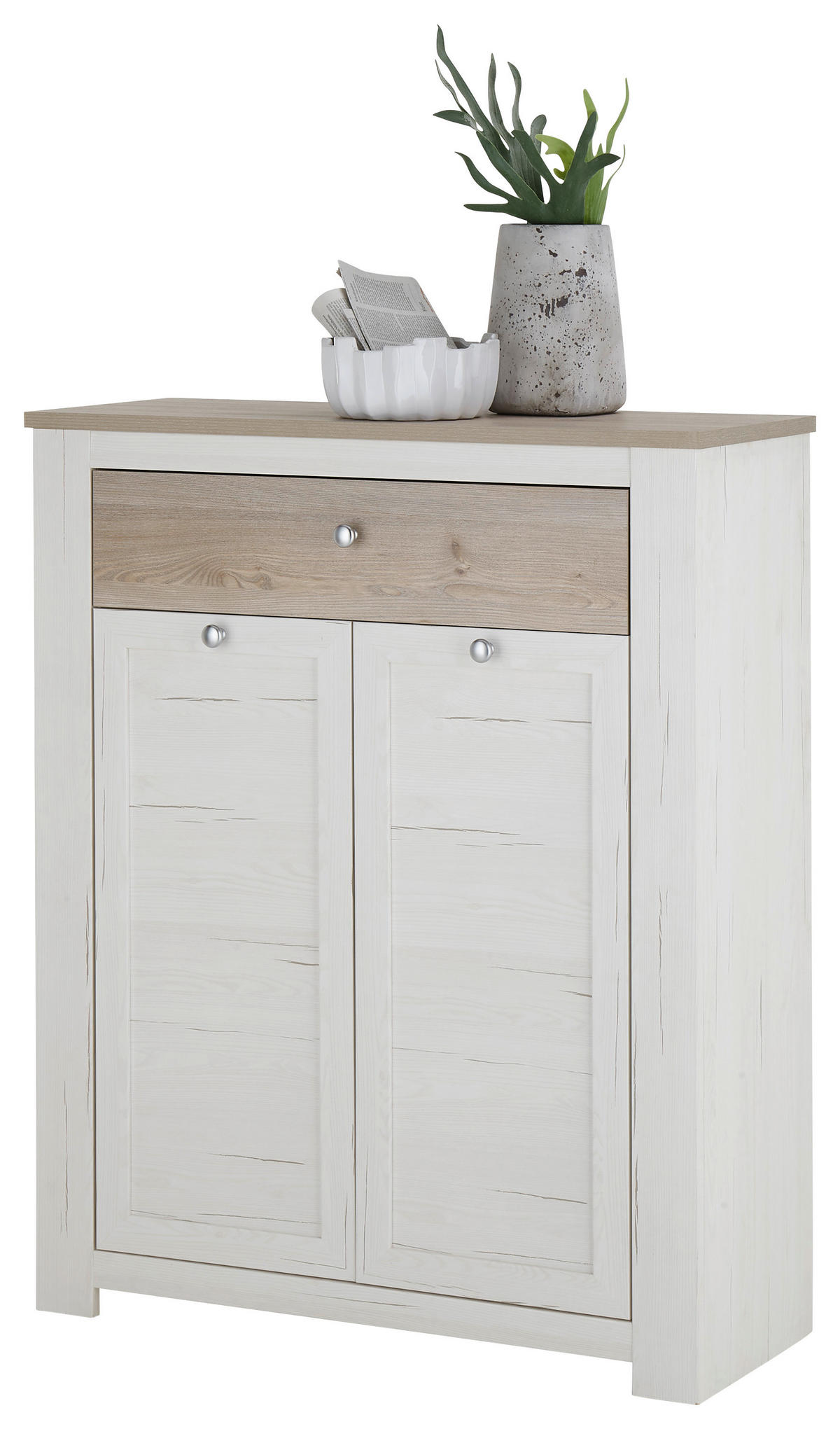 Dulap Pentru Pantofi 98/121/38 cm  - argintiu/alb, Lifestyle, plastic/material pe bază de lemn (98/121/38cm) - MID.YOU