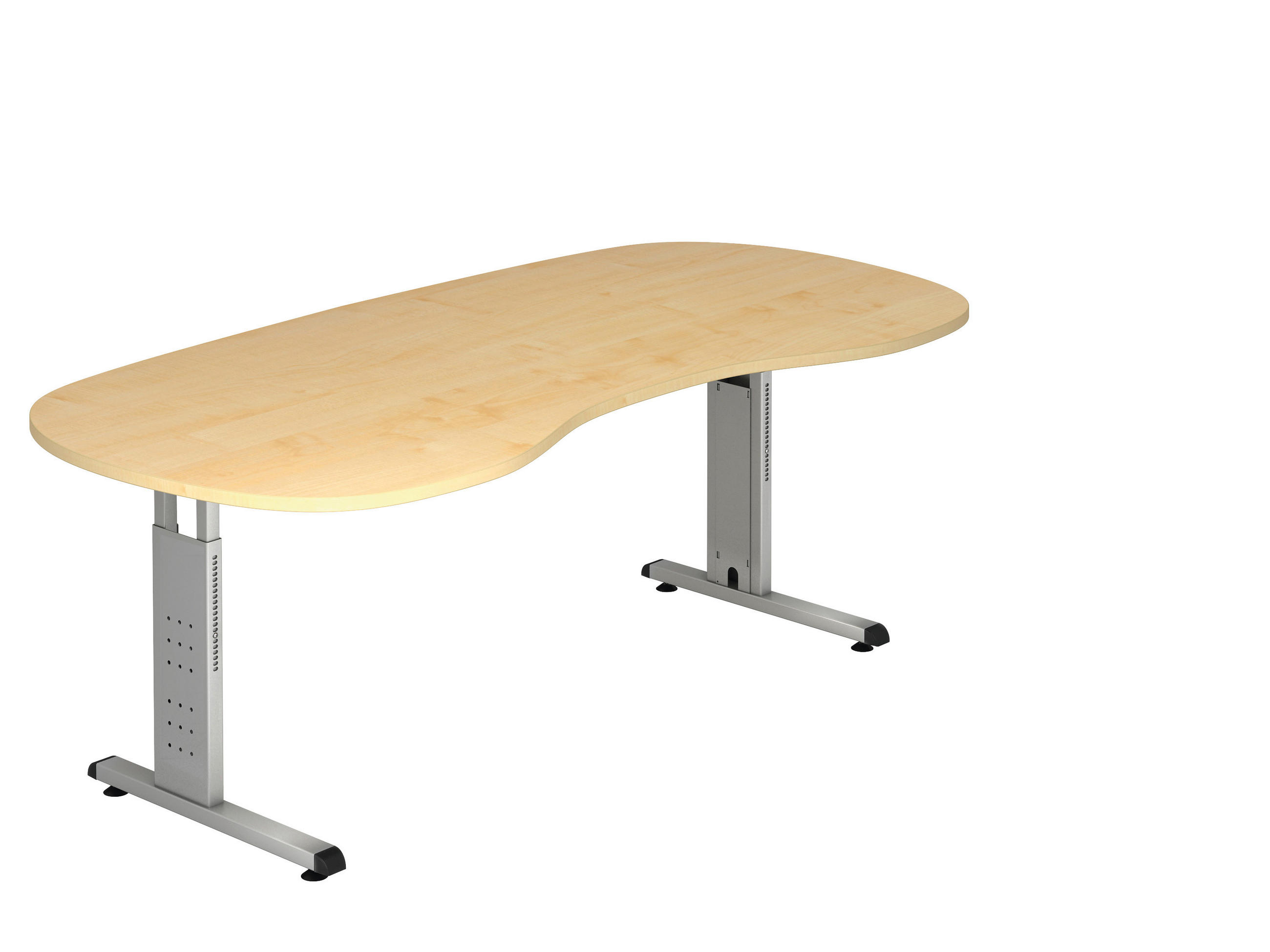 SCHREIBTISCH höhenverstellbar  - Silberfarben/Ahornfarben, KONVENTIONELL, Holzwerkstoff/Metall (200/100/65-85cm) - Venda