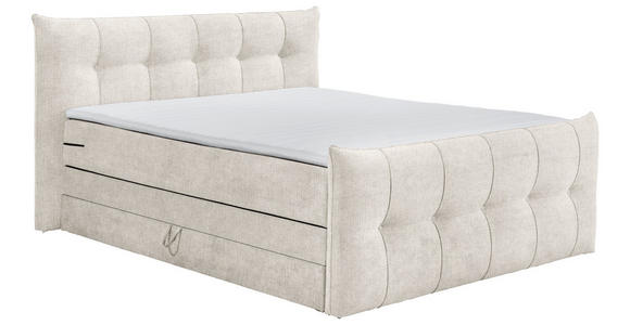 BOXSPRINGBETT 180/200 cm  in Creme  - Creme/Schwarz, Basics, Holzwerkstoff/Kunststoff (180/200cm) - Esposa