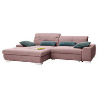 ECKSOFA Rosa Flachgewebe  - Chromfarben/Rosa, Design, Textil/Metall (198/276cm) - SetOne by Musterring