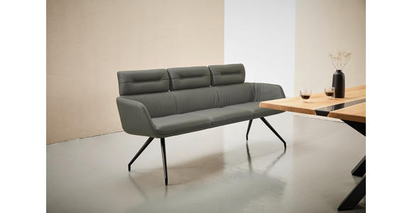 SITZBANK 200/91/70 cm Echtleder Schwarz, Dunkelgrau  - Dunkelgrau/Schwarz, Design, Leder/Metall (200/91/70cm) - Dieter Knoll