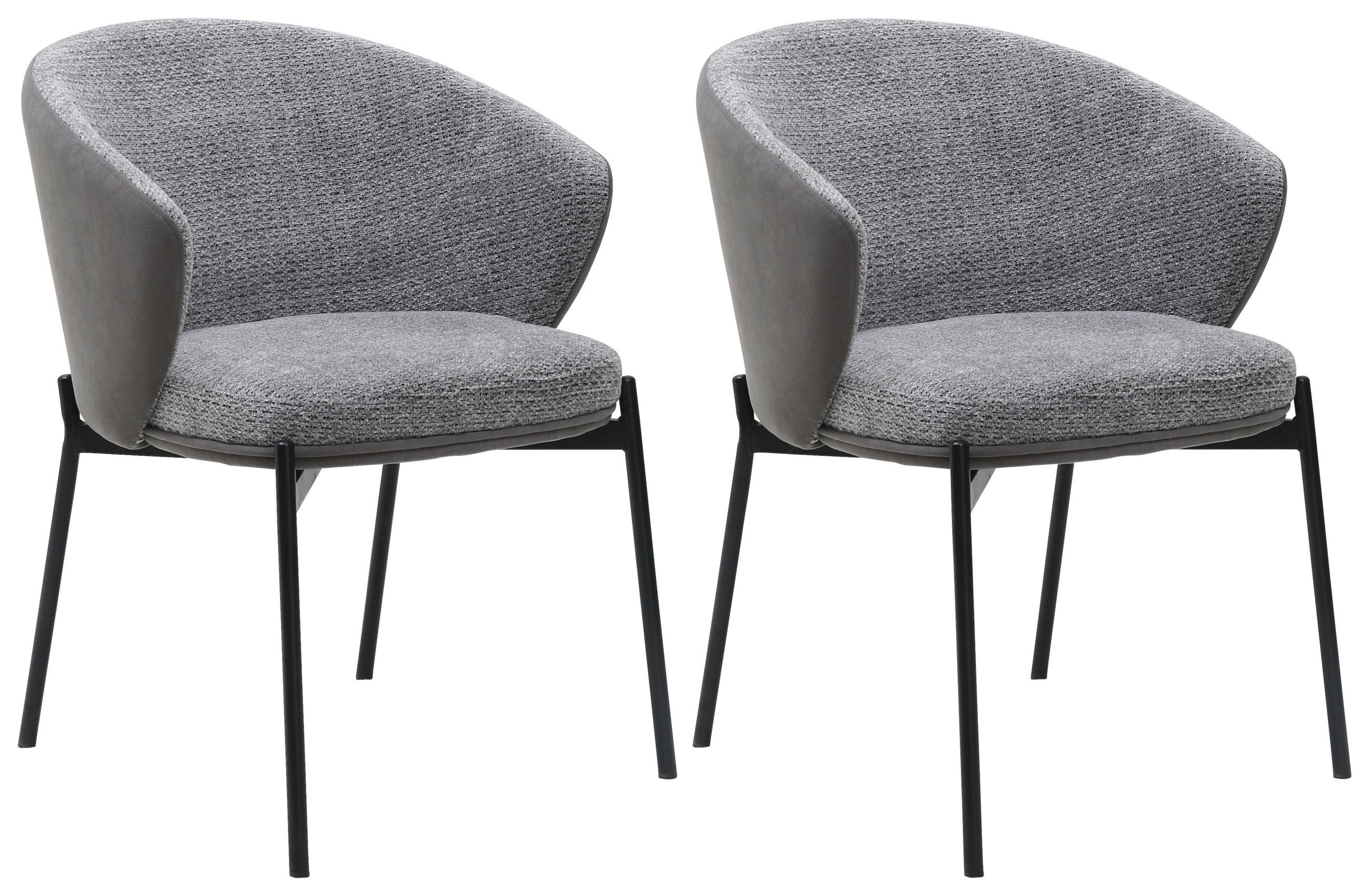 Armlehnstuhl-Set Cara Samt Grau B: 56 cm