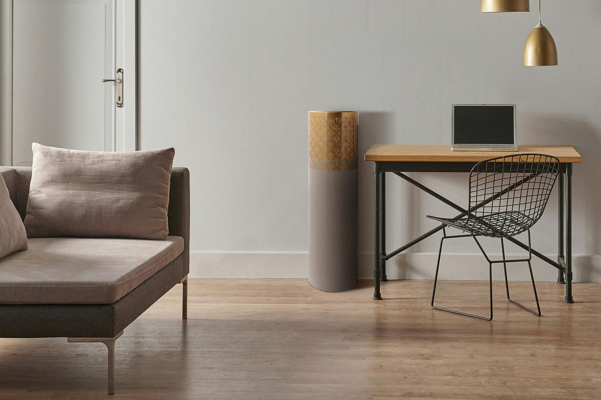 BODENVASE 90 cm  - Taupe/Goldfarben, Trend, Metall (25/90cm) - Kayoom