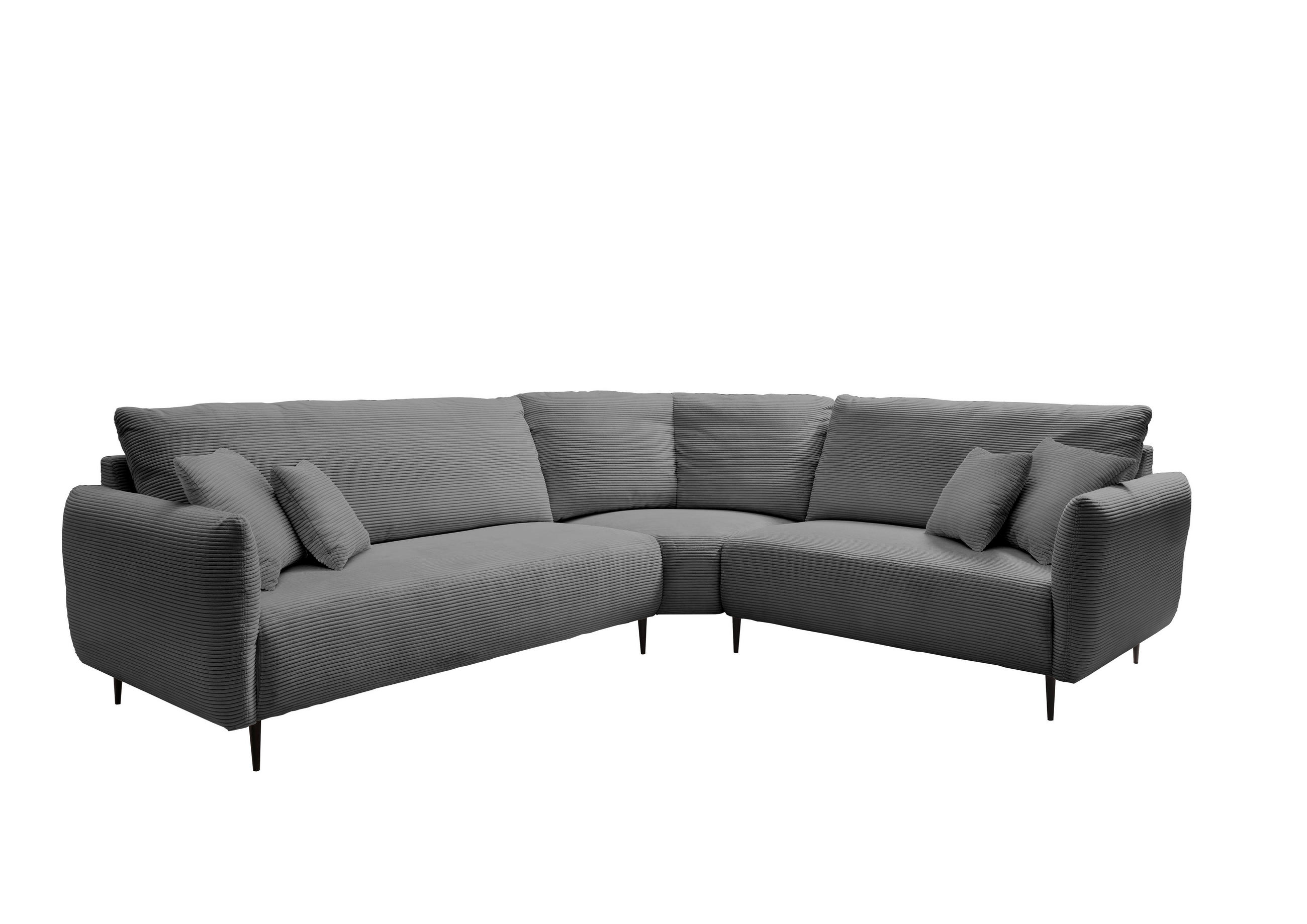 ECKSOFA in Cord Grau - Schwarz/Grau, Design, Textil/Metall (294/256cm) - Livetastic