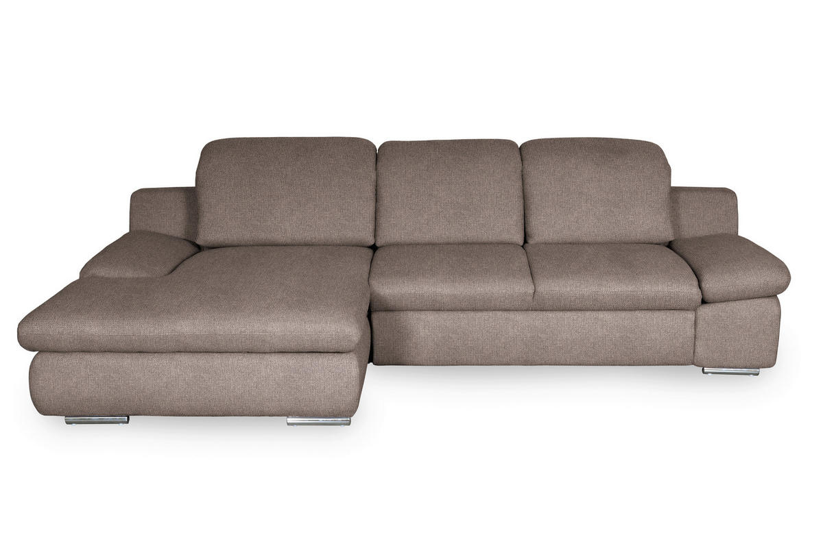 ECKSOFA in Chenille Taupe  165/286 cm  - Taupe/Chromfarben, Design, Textil/Metall (165/286cm) - Livetastic