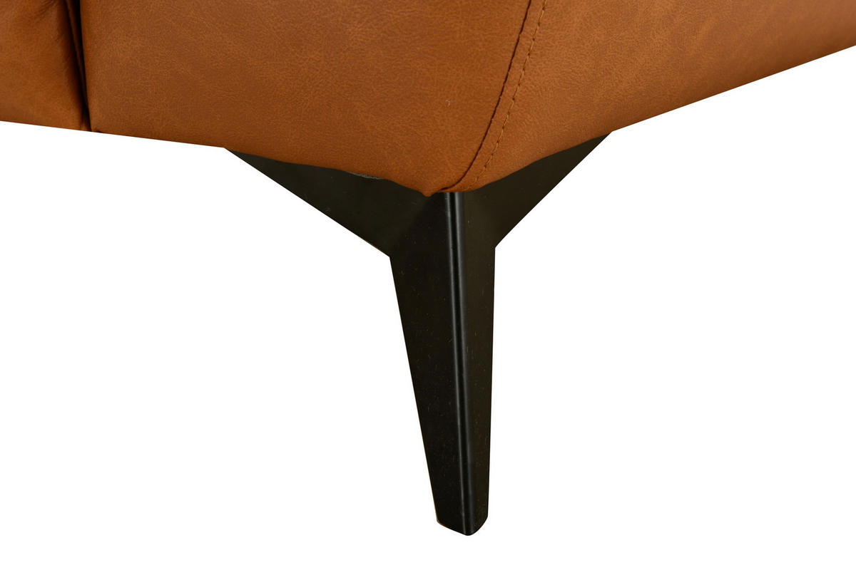 ECKSOFA Cognac Echtleder Lederlook  - Cognac/Schwarz, Design, Leder/Textil (266/86/120cm) - MID.YOU
