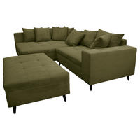KUTNA GARNITURA tekstil  maslinasto zelena   - maslinasto zelena/crna, Design, tekstil/drvo (174/247cm) - MID.YOU