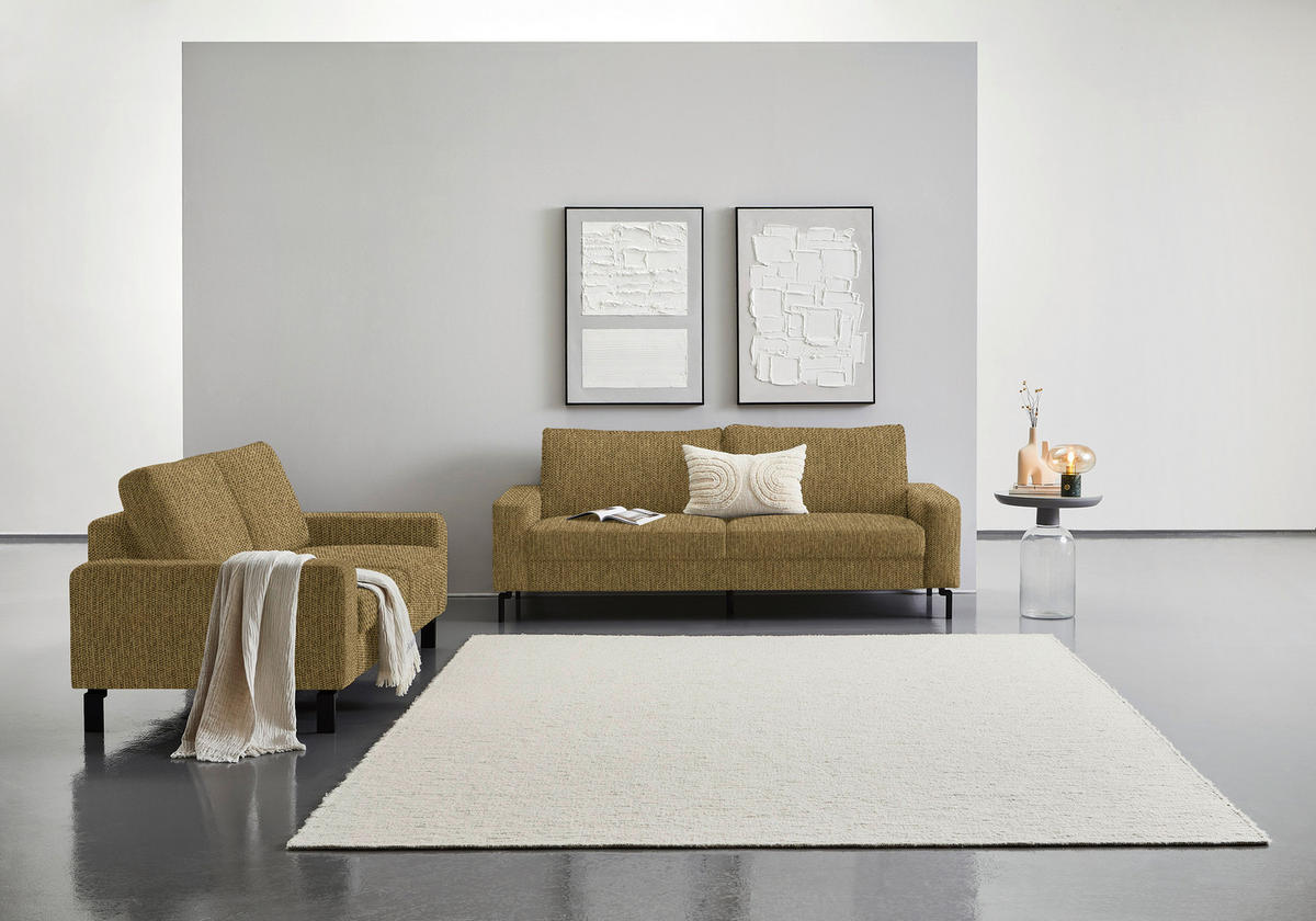 2-SITZER-SOFA in Flachgewebe Messingfarben  - Messingfarben/Schwarz, Design, Textil/Metall (178/86/97cm) - Hom`in