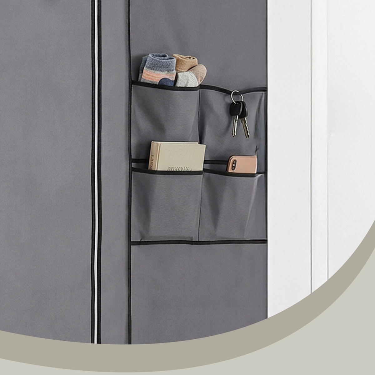 STOFFSCHRANK Grau  - Grau, Basics, Textil/Metall (170/167/45cm) - Boxxx