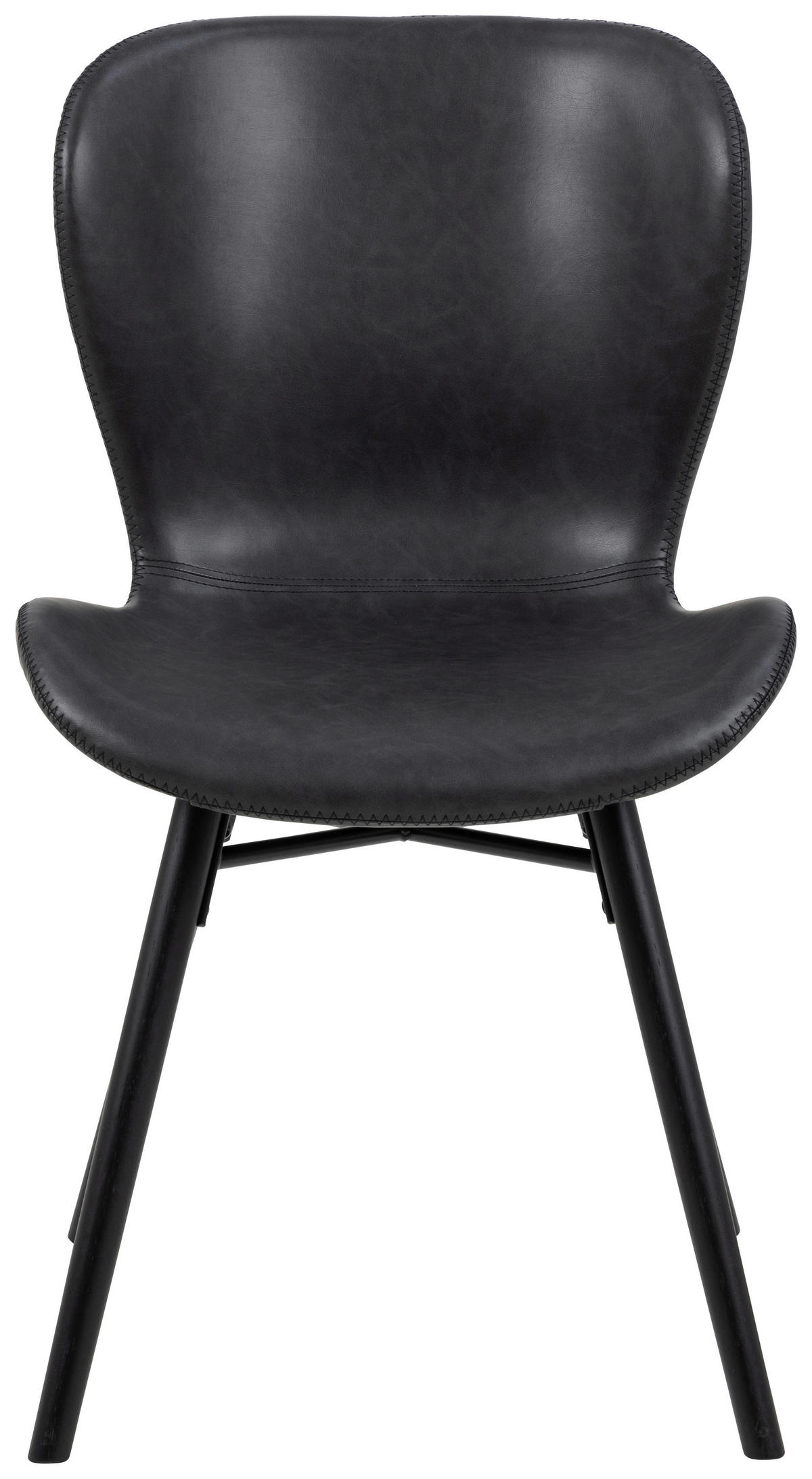 STUHL  in Lederlook  - Schwarz, Lifestyle, Holz/Textil (47/82,5/56cm) - Ambia Home