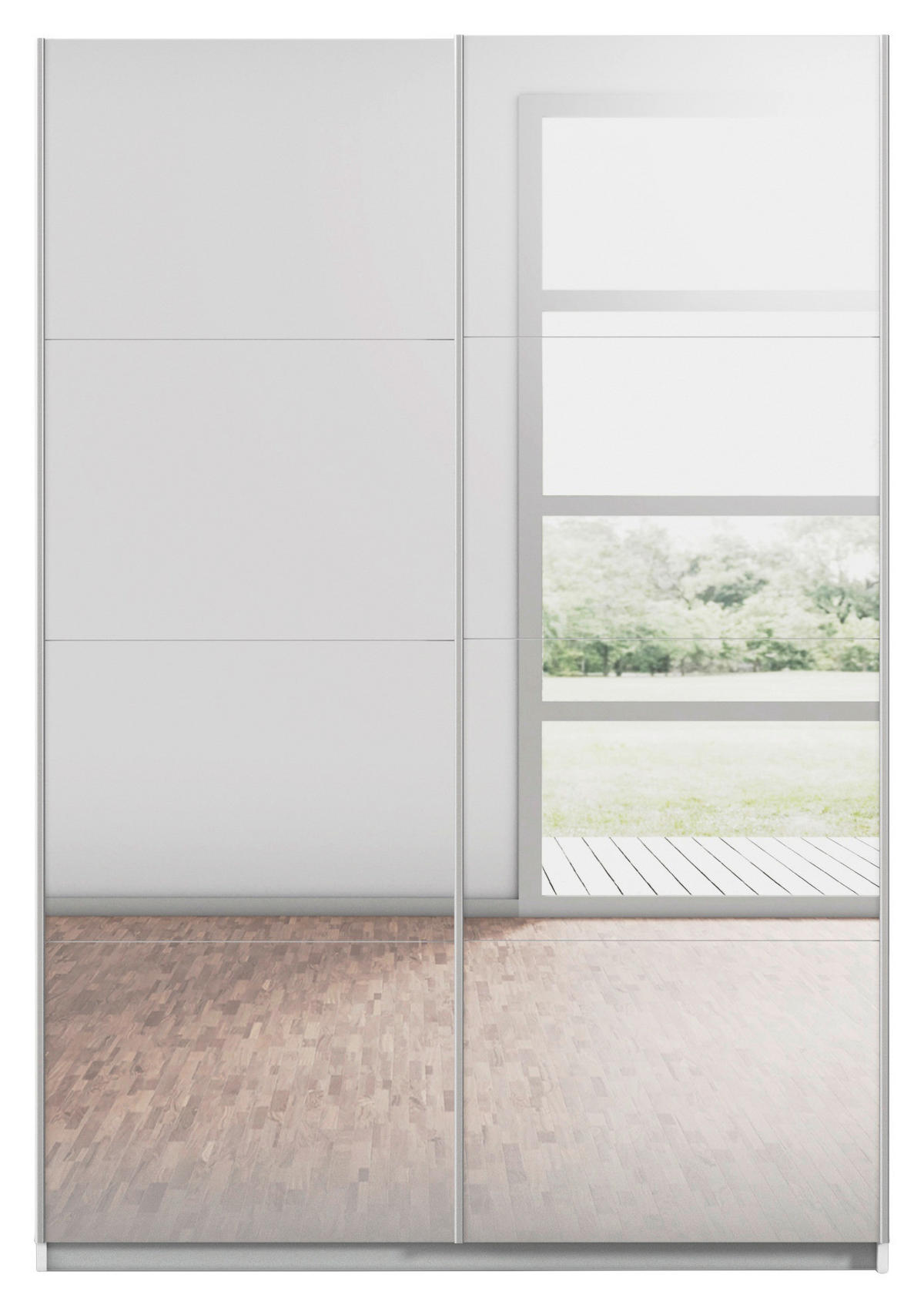 SCHWEBETÜRENSCHRANK in Weiss  - Weiss/Alufarben, Modern, Holzwerkstoff/Metall (136/197/61cm) - Rauch Möbel