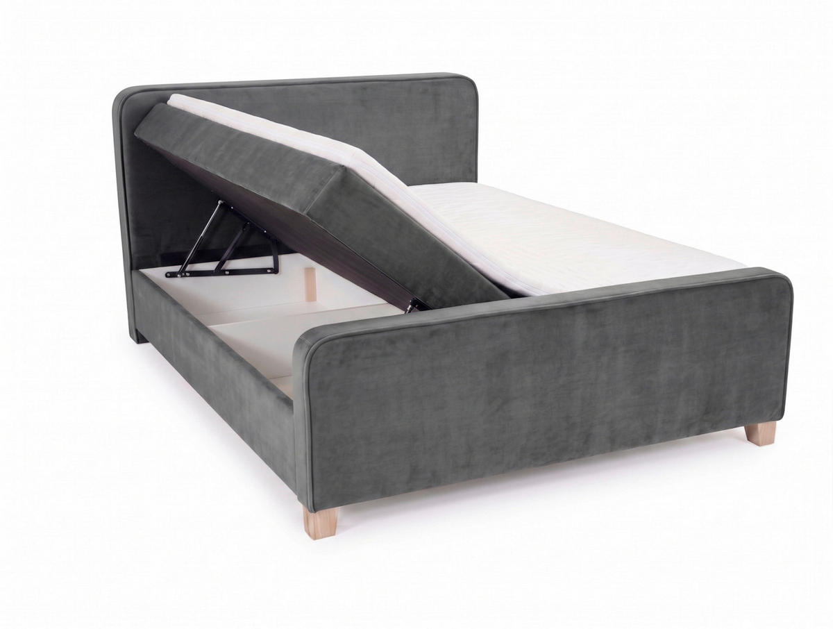 BOXBETT 180/200 cm  in Graphitfarben  - Graphitfarben/Kernbuche, MODERN, Holz/Textil (180/200cm) - MID.YOU