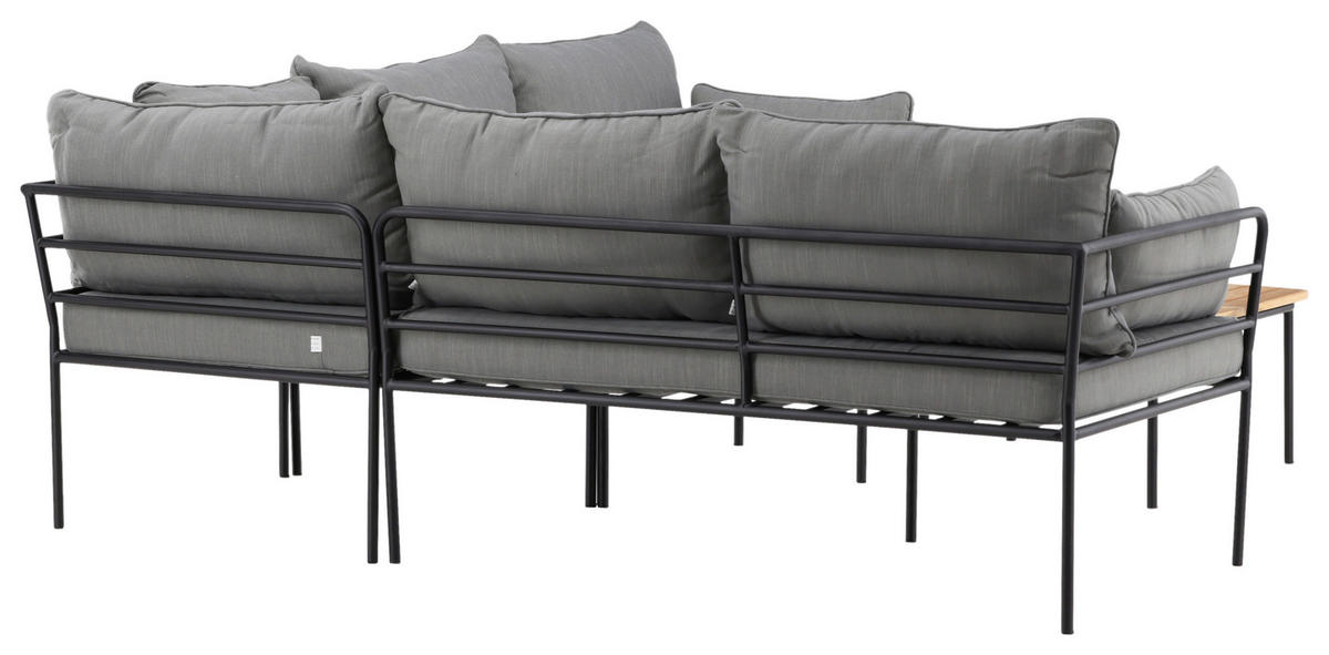 LOUNGEGARNITUR Akazie Stahl  - Schwarz/Grau, KONVENTIONELL, Holz/Metall - Gardenson