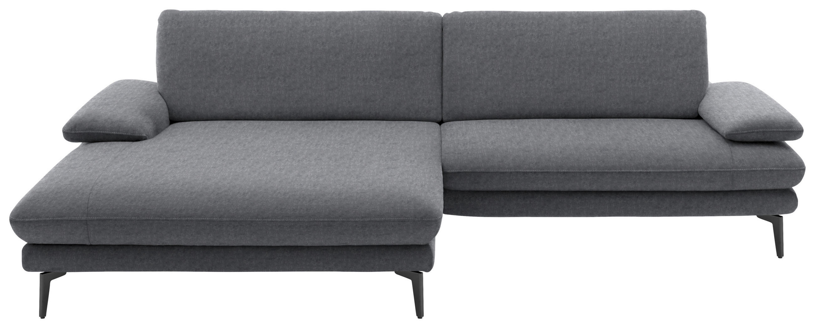 ECKSOFA in Velours Silberfarben  - Silberfarben/Schwarz, Design, Textil/Metall (184/284cm) - Dieter Knoll