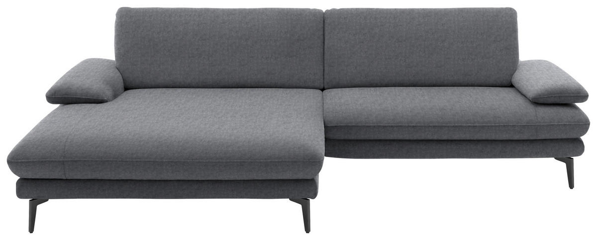 ECKSOFA in Velours Silberfarben  - Silberfarben/Schwarz, Design, Textil/Metall (184/284cm) - Dieter Knoll