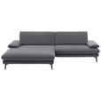 ECKSOFA  in Velours Silberfarben  184/284 cm  - Silberfarben/Schwarz, Design, Textil/Metall (184/284cm) - Dieter Knoll