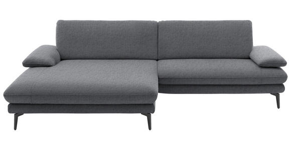 ECKSOFA  in Velours Silberfarben  184/284 cm  - Silberfarben/Schwarz, Design, Textil/Metall (184/284cm) - Dieter Knoll