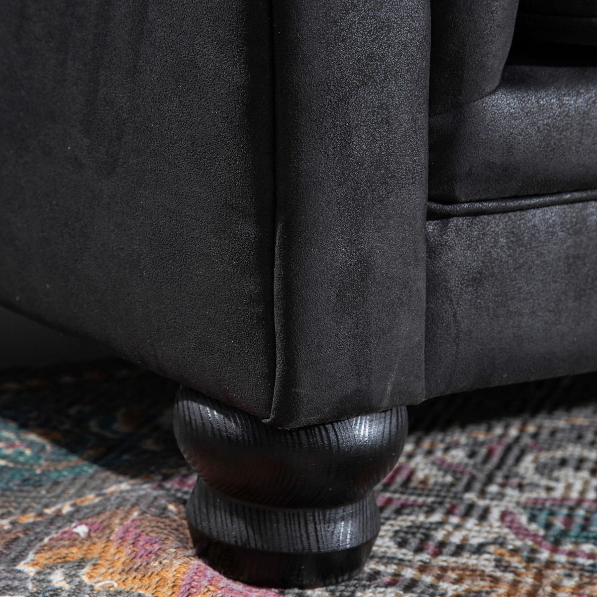 CHESTERFIELD-SOFA Mikrofaser Dunkelgrau  - Dunkelgrau/Dunkelbraun, KONVENTIONELL, Textil (203/79/93cm) - Livetastic
