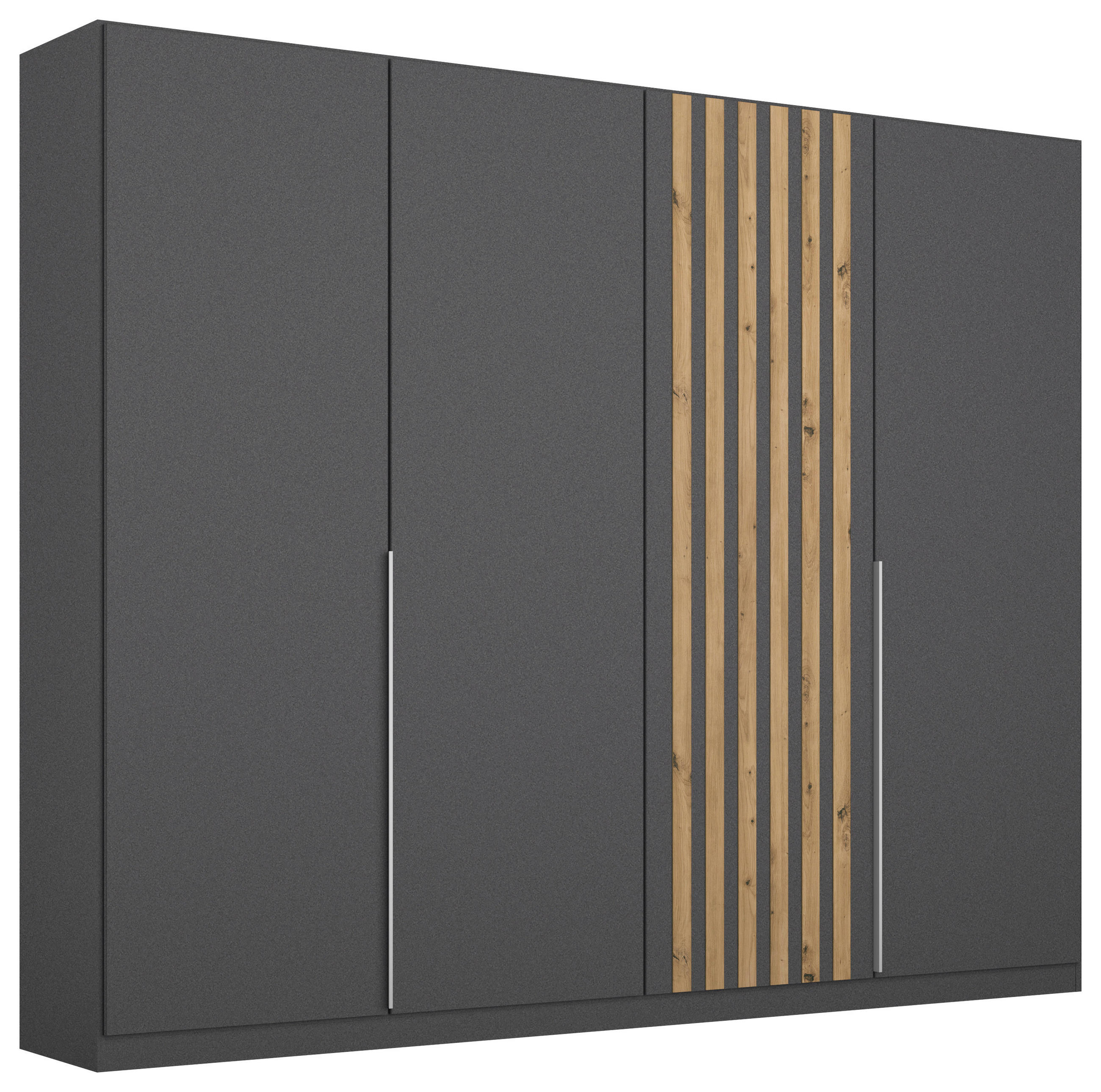 Drehtürenschrank 225 cm Lamella Grau/Eiche Dekor