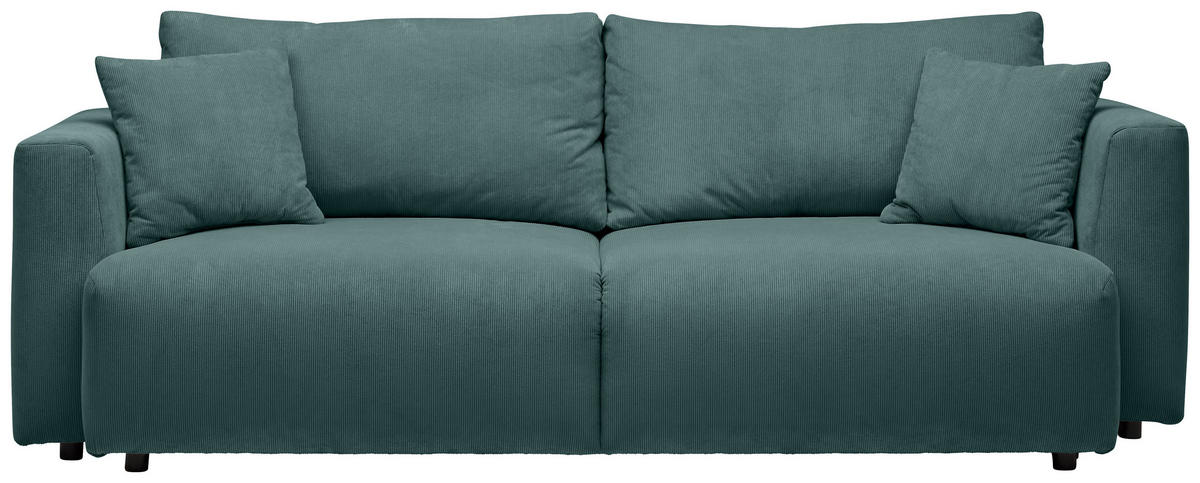 SCHLAFSOFA  mit Stoffauswahl, Schlafen auf Sitzhöhe, Rücken echt Cord Blau  - Blau/Schwarz, Design, Kunststoff/Textil (250/92/105cm) - Carryhome