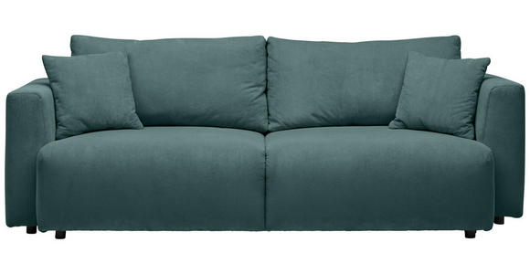 SCHLAFSOFA Cord Blau Zierkissen, Rückenkissen, Bettkasten, Schlaffunktion, Rücken echt  - Blau/Schwarz, Design, Kunststoff/Textil (250/92/105cm) - Carryhome