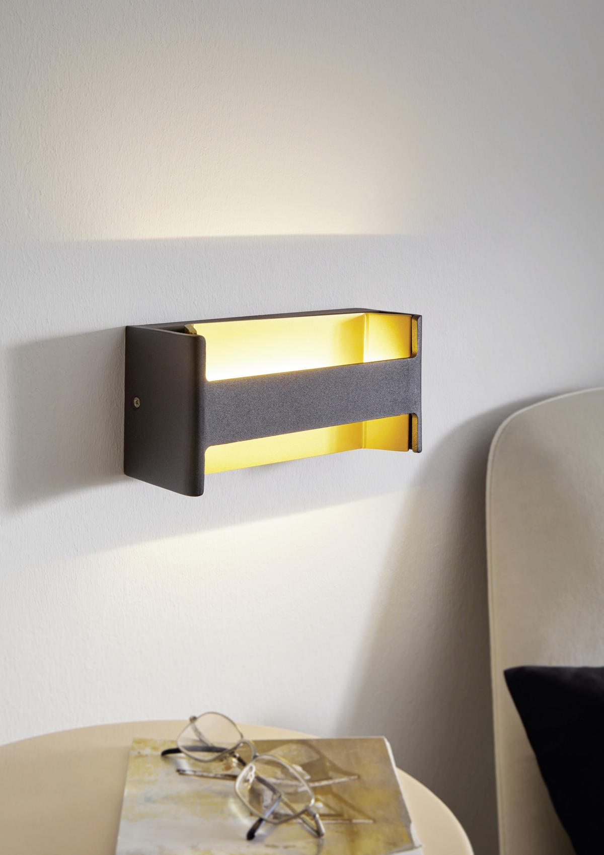 LED-WANDLEUCHTE - Transparent/Goldfarben, Design, Kunststoff/Metall (22/7,5/10cm) - Eglo