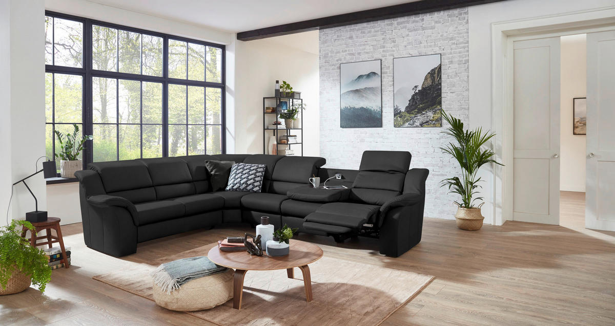 ECKSOFA  in Echtleder Anthrazit  260/324 cm  - Anthrazit/Schwarz, KONVENTIONELL, Leder/Kunststoff (260/324cm) - Cantus