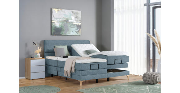 BOXSPRINGBETT 200/200 cm  in Blau  - Blau/Eichefarben, KONVENTIONELL, Holz/Textil (200/200cm) - Voleo