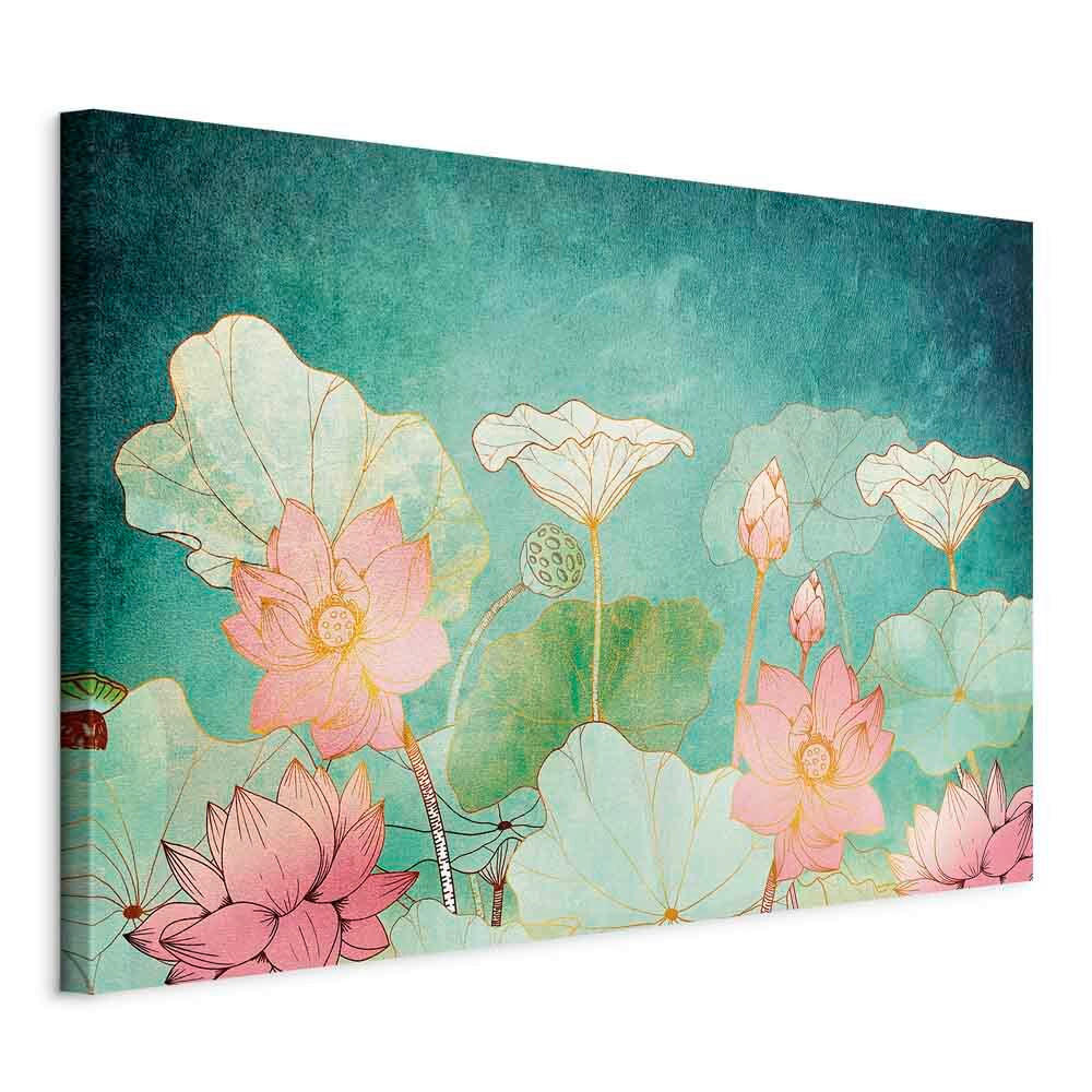 LEINWANDBILD Abstraktes, Blumen, Blätter 90/60/1,2 cm  - Multicolor, Basics, Holz/Textil (90/60/1,2cm) - artgeist