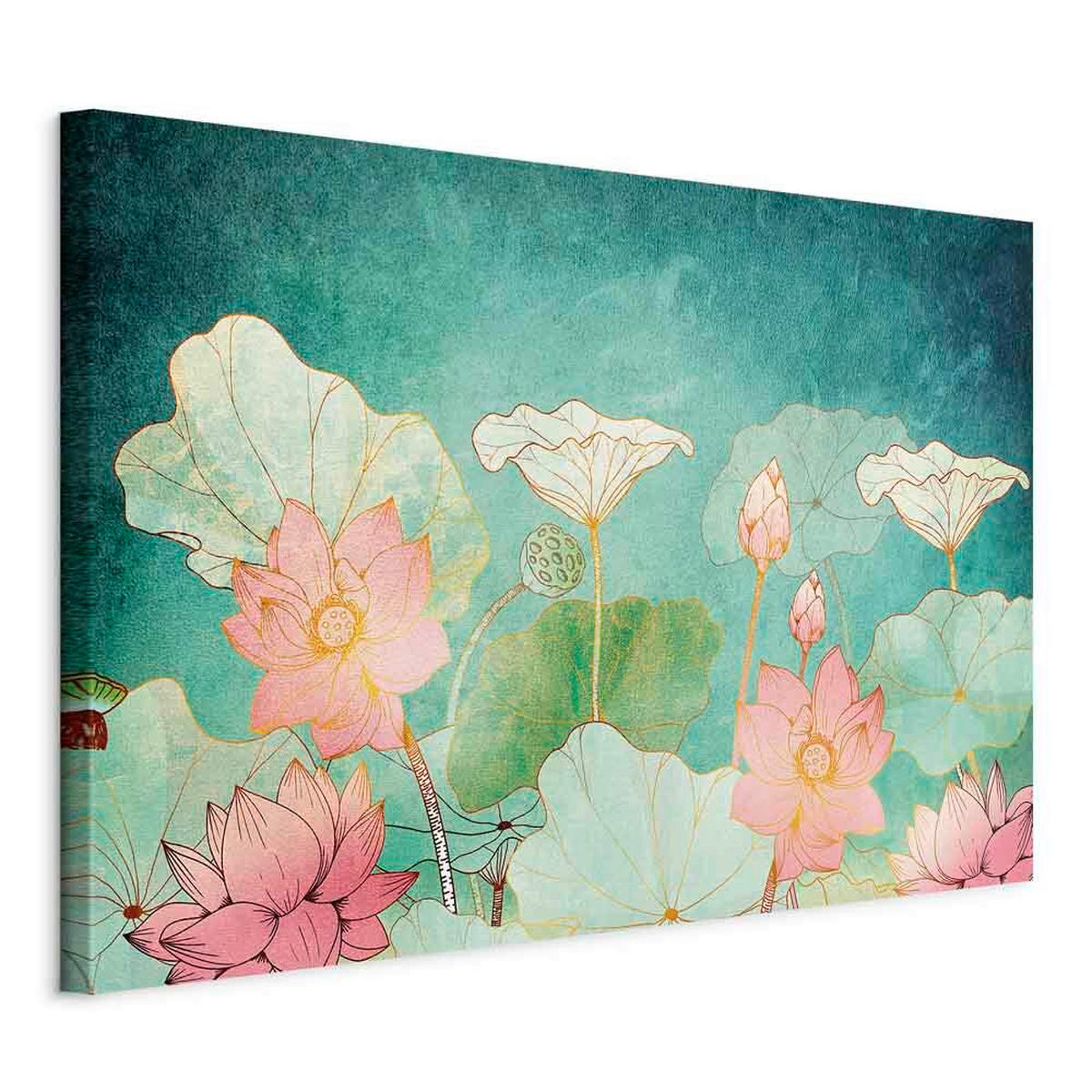 LEINWANDBILD Abstraktes, Blumen, Blätter 90/60/1,2 cm  - Multicolor, Basics, Holz/Textil (90/60/1,2cm) - artgeist