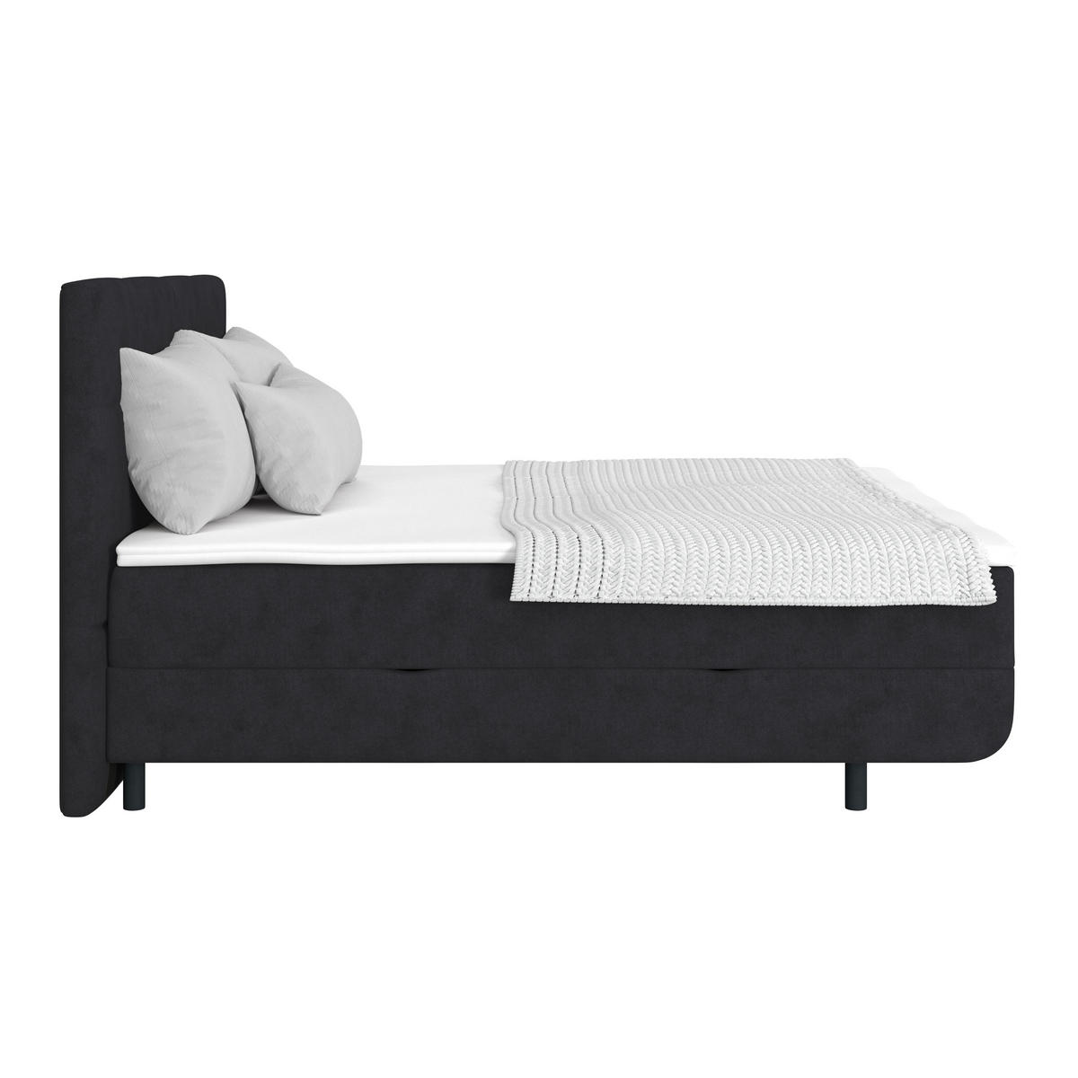 POLSTERBETT Bettkasten, Topper 180/220 cm  in Anthrazit  - Anthrazit/Schwarz, MODERN, Kunststoff/Textil (180/220cm) - MID.YOU